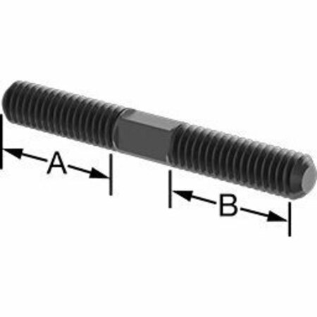 BSC PREFERRED Black-Oxide Steel Threaded on Both Ends Stud 5/16-18 Thread Size 2-1/2 Long 1 Long Threads 90281A112